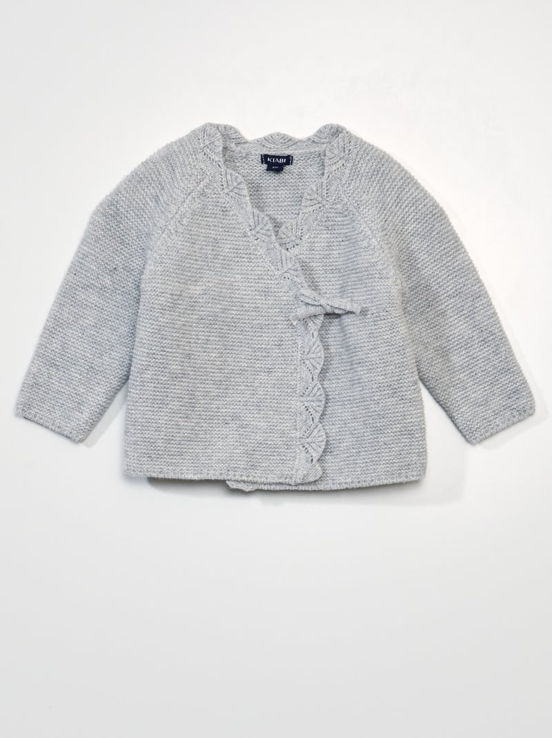 Chaqueta cruzada de punto bobo GRIS - Kiabi
