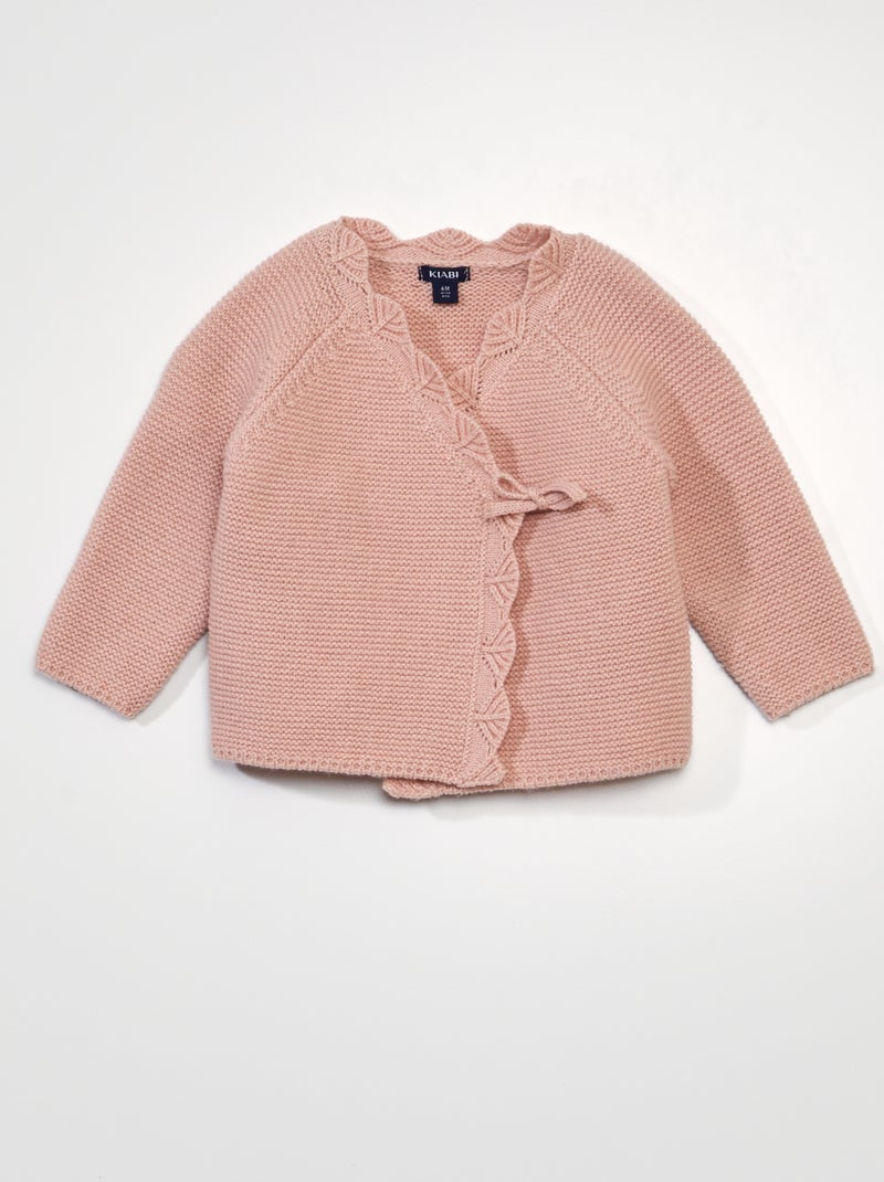 Chaqueta cruzada de punto bobo ROSA - Kiabi