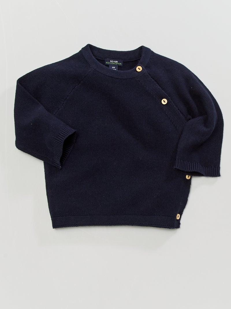 Chaqueta cruzada de punto de arroz azul - Kiabi