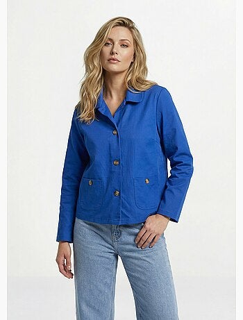 Chaqueta cuadrada de algodón, con cuello Peter Pan - AFIBEL