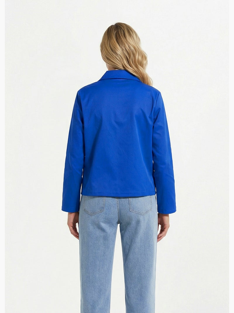 Chaqueta cuadrada de algodón, con cuello Peter Pan - AFIBEL Azul - Kiabi