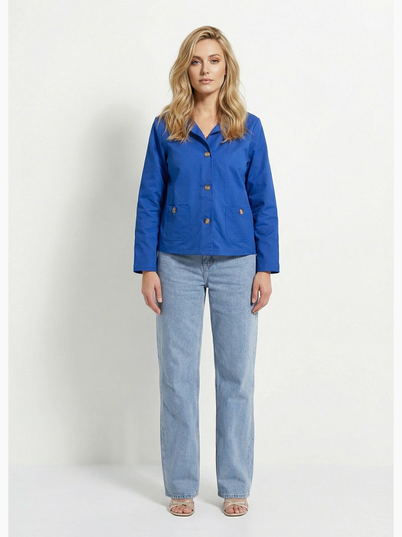 Chaqueta cuadrada de algodón, con cuello Peter Pan - AFIBEL Azul - Kiabi