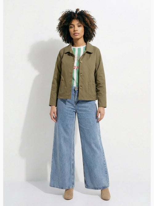 Chaqueta cuadrada de algodón, con cuello Peter Pan - AFIBEL - Kiabi