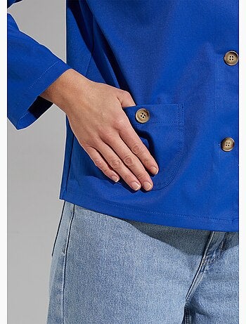 Chaqueta cuadrada de algodón, con cuello Peter Pan