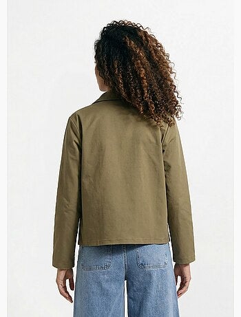 Chaqueta cuadrada de algodón, con cuello Peter Pan