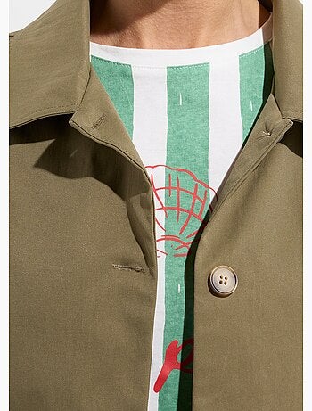 Chaqueta cuadrada de algodón, con cuello Peter Pan