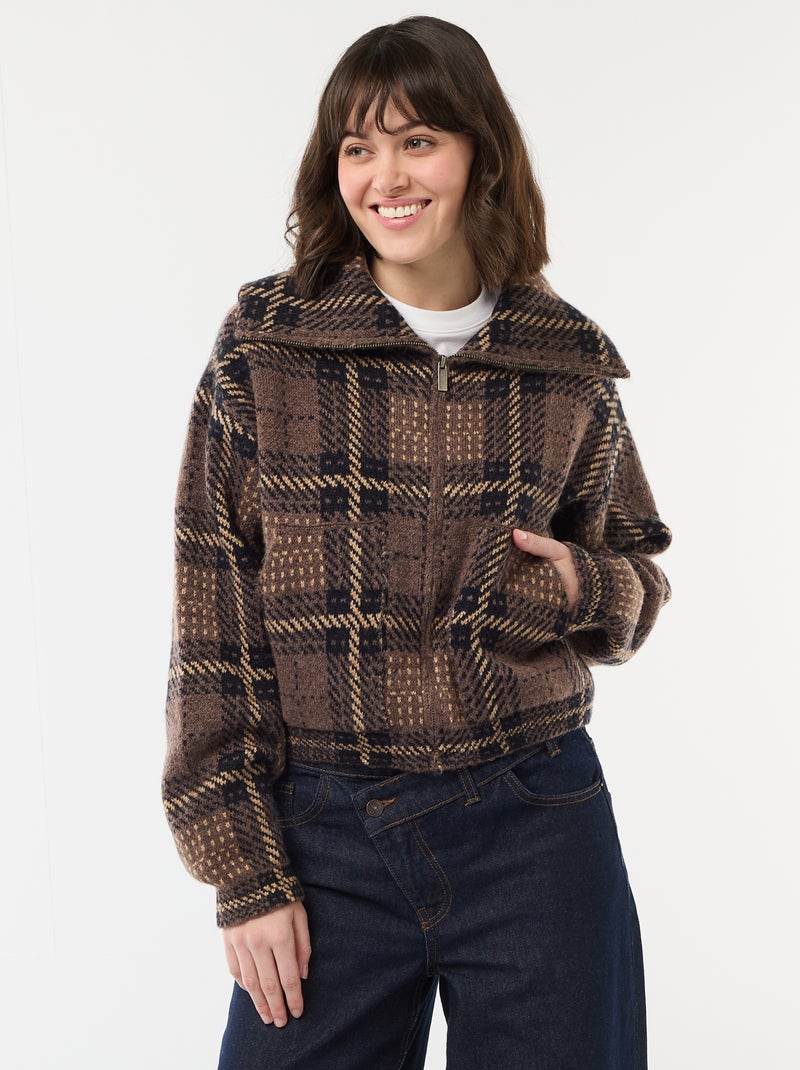 Chaqueta cuello alto Marron - Kiabi