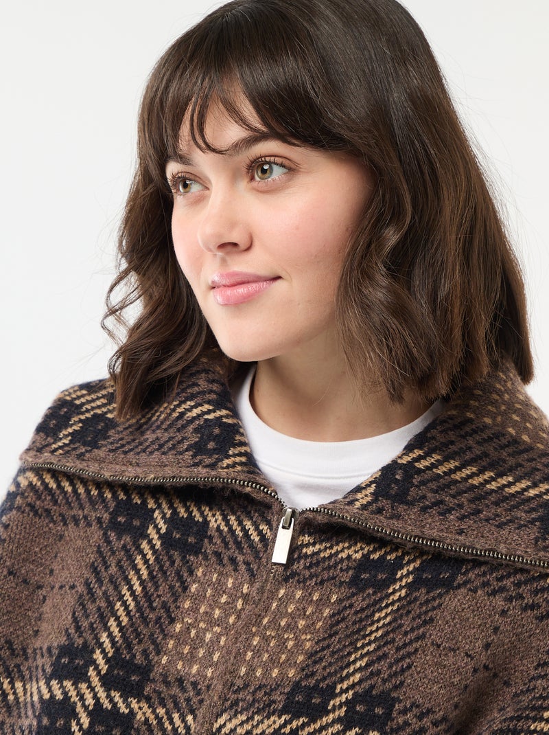 Chaqueta cuello alto Marron - Kiabi