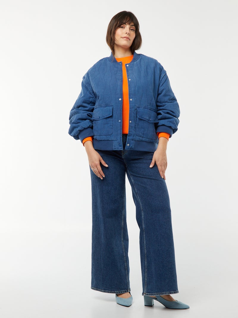 Chaqueta de algodón acolchada con ondas verticales AZUL - Kiabi