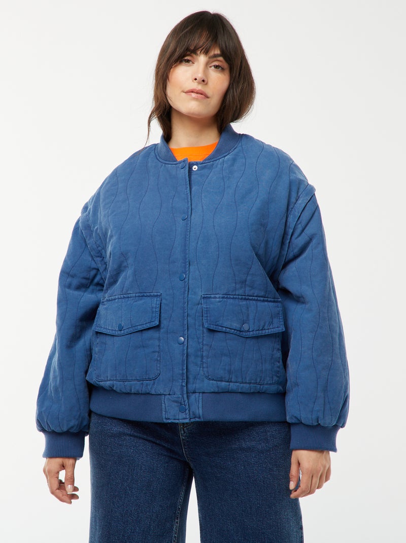 Chaqueta de algodón acolchada con ondas verticales AZUL - Kiabi