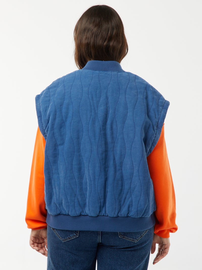 Chaqueta de algodón acolchada con ondas verticales AZUL - Kiabi