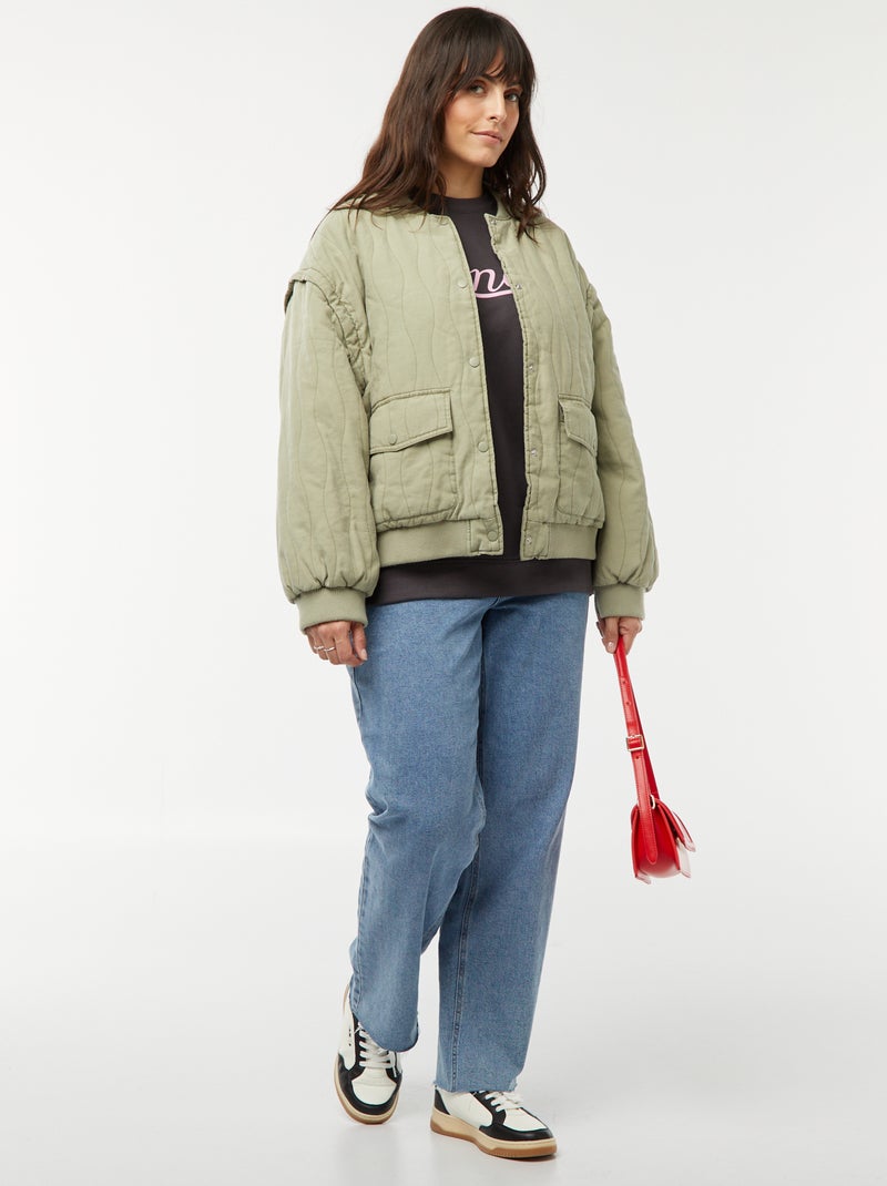 Chaqueta de algodón acolchada con ondas verticales KAKI - Kiabi