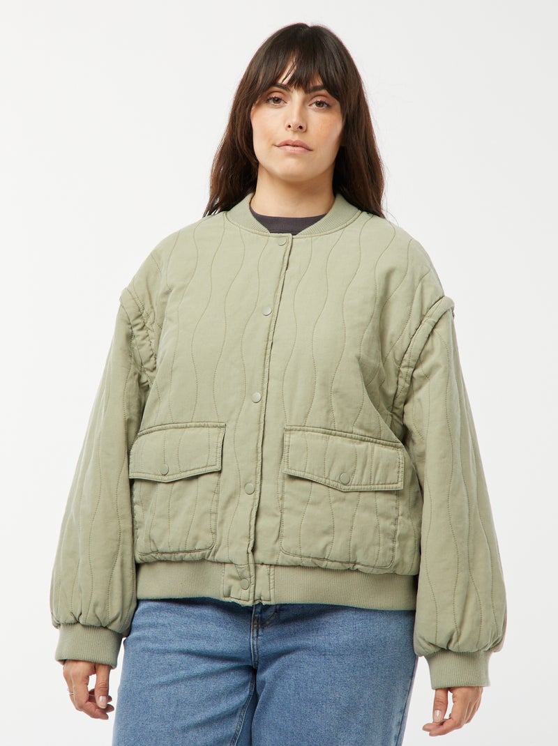 Chaqueta de algodón acolchada con ondas verticales KAKI - Kiabi