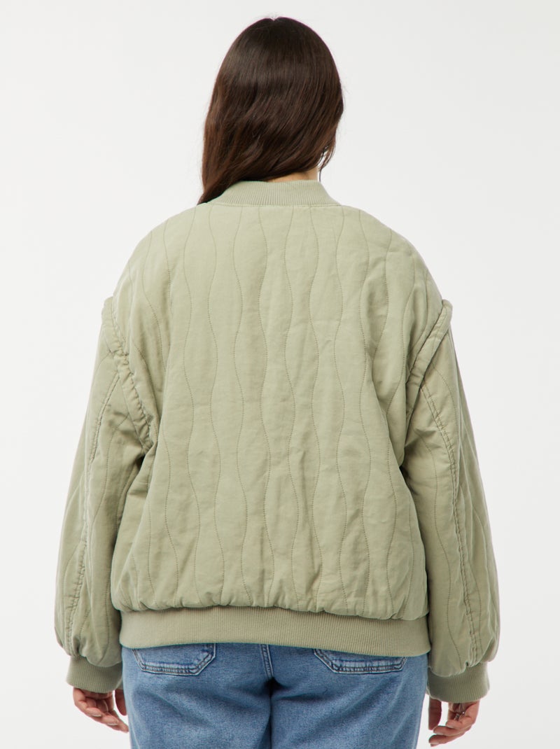 Chaqueta de algodón acolchada con ondas verticales KAKI - Kiabi