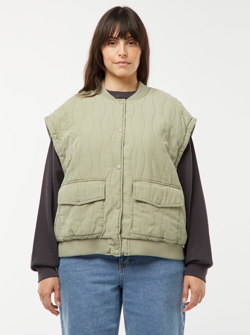 Chaqueta de algodón acolchada con ondas verticales KAKI - Kiabi