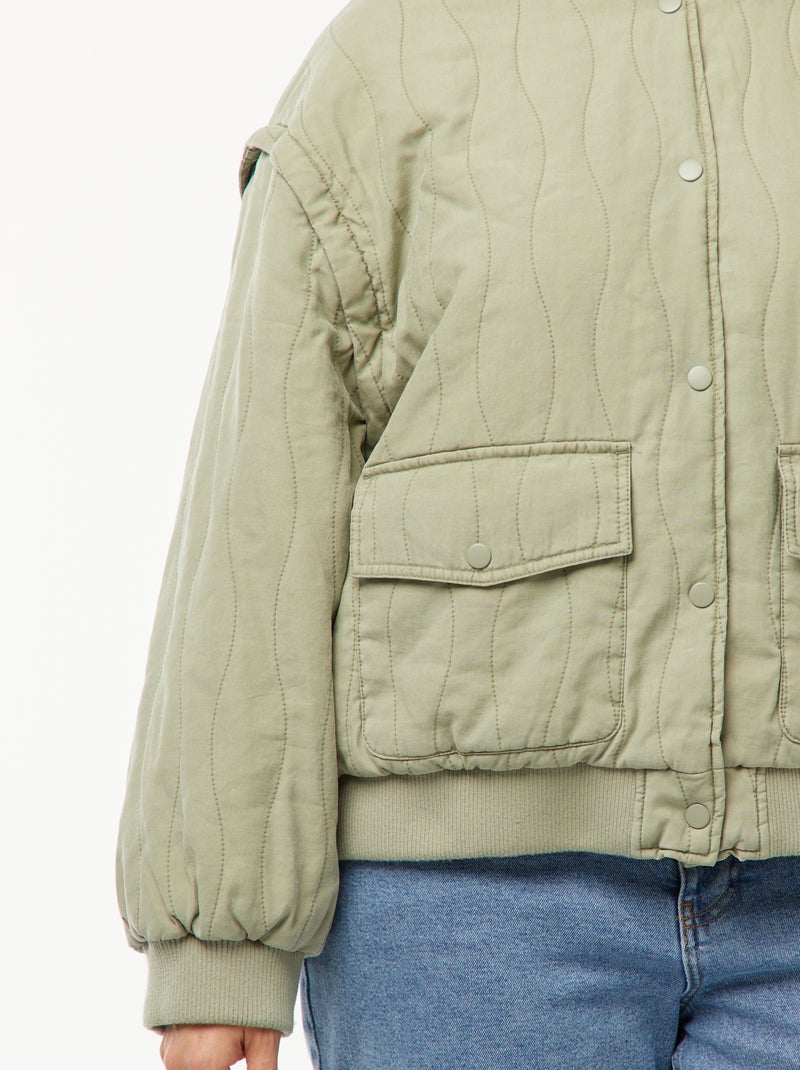 Chaqueta de algodón acolchada con ondas verticales KAKI - Kiabi