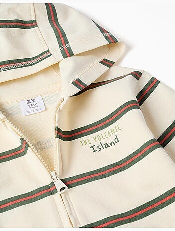 Chaqueta de algodón con capucha y a rayas
