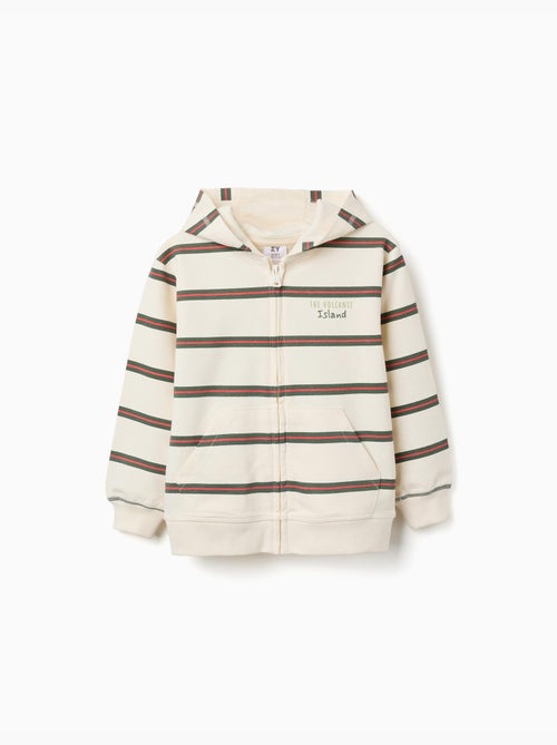 Chaqueta de algodón con capucha y a rayas - Kiabi