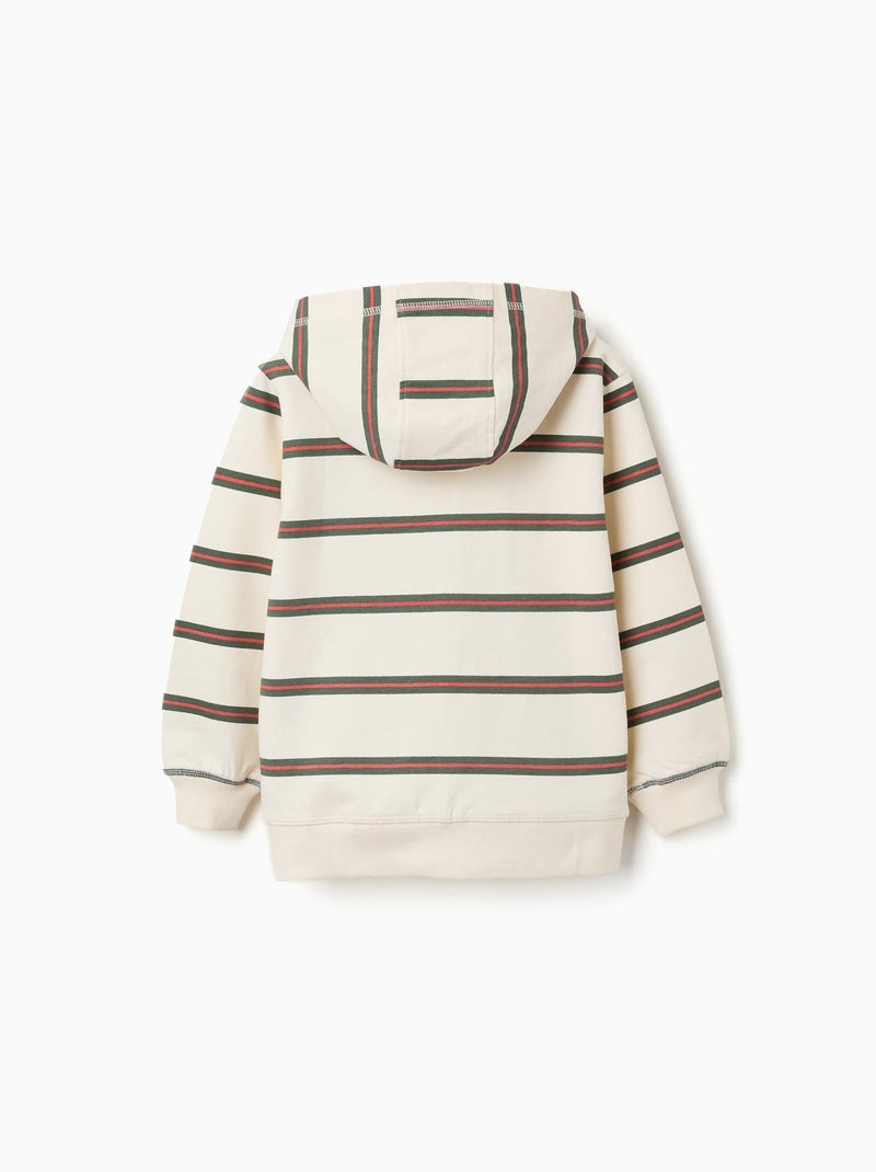 Chaqueta de algodón con capucha y a rayas Beige claro - Kiabi