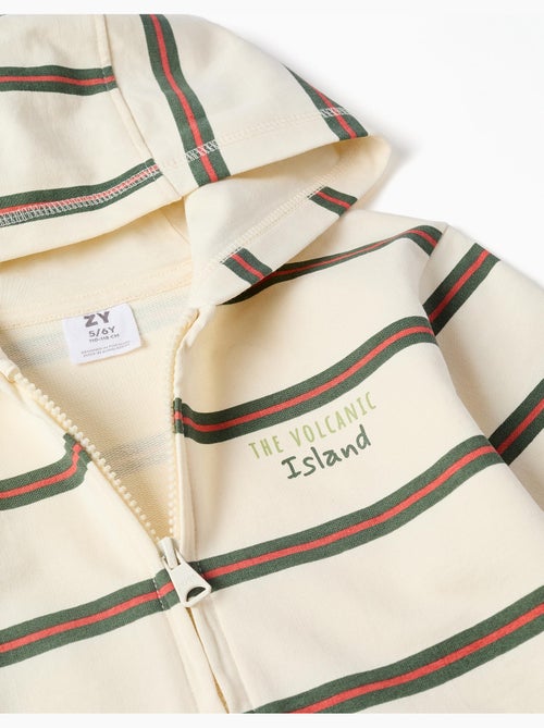 Chaqueta de algodón con capucha y a rayas - Kiabi