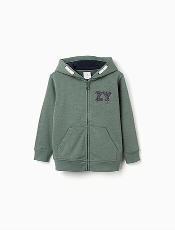 Chaqueta de algodón con capucha y bordado bouclé ZY