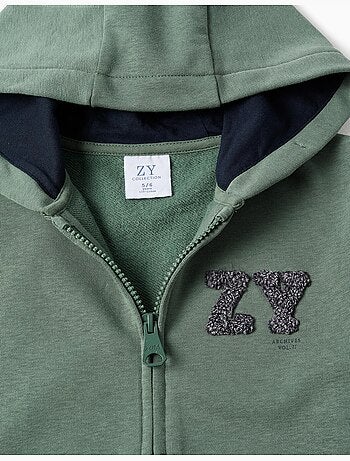 Chaqueta de algodón con capucha y bordado bouclé ZY