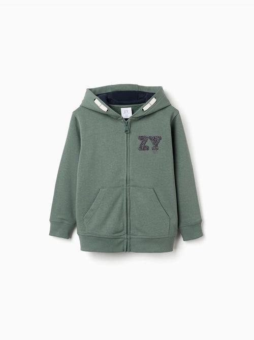 Chaqueta de algodón con capucha y bordado bouclé ZY - Kiabi