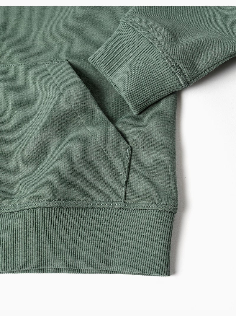 Chaqueta de algodón con capucha y bordado bouclé ZY Verde oscuro - Kiabi