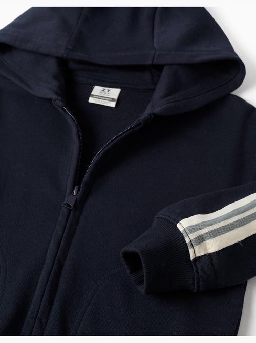 Chaqueta de algodón con capucha y cinta a rayas - Kiabi