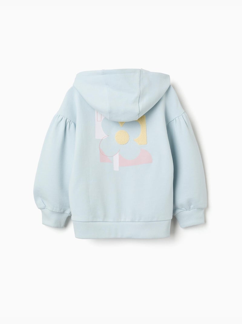 Chaqueta de algodón con capucha y estampado de flores Azul claro - Kiabi
