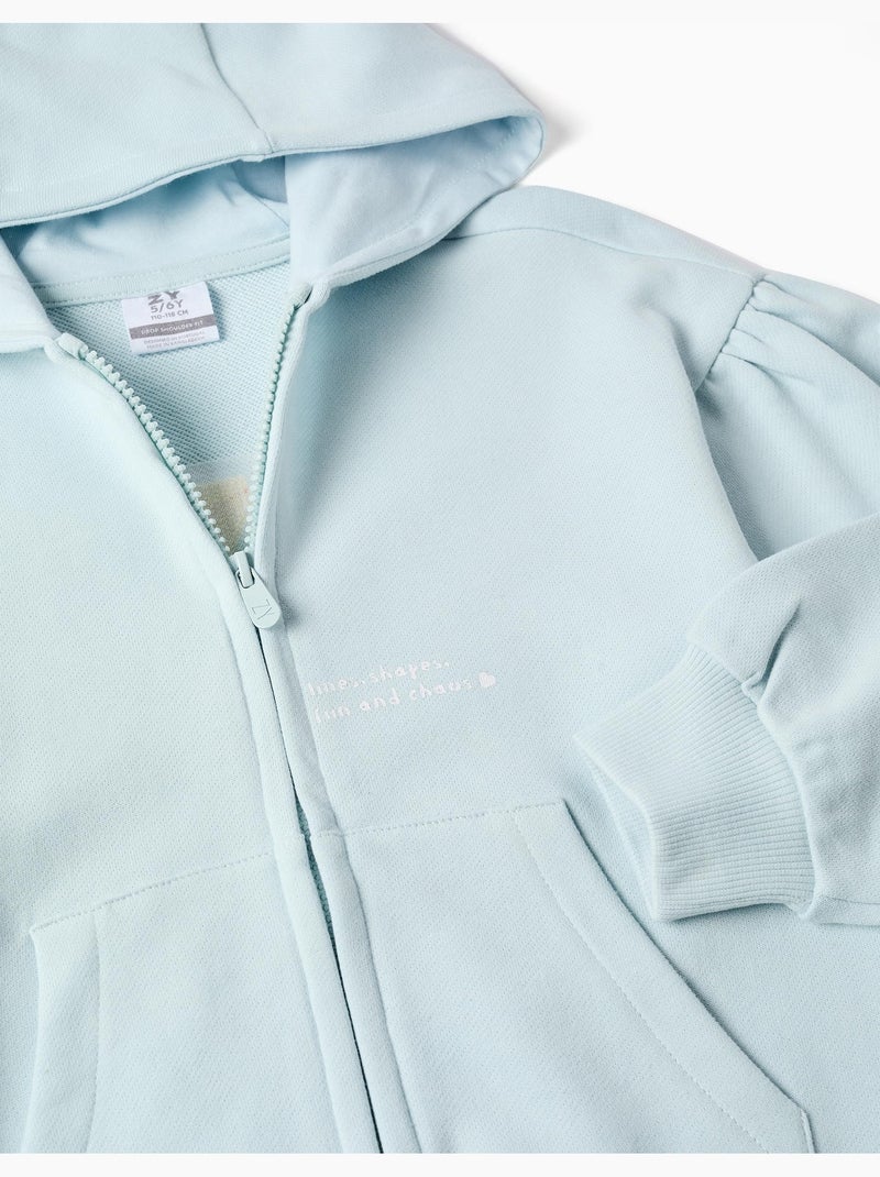 Chaqueta de algodón con capucha y estampado de flores Azul claro - Kiabi