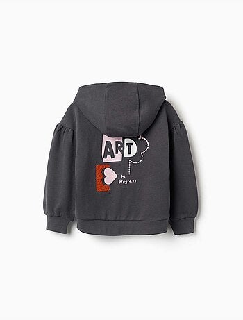 Chaqueta de algodón con capucha y estampado de flores