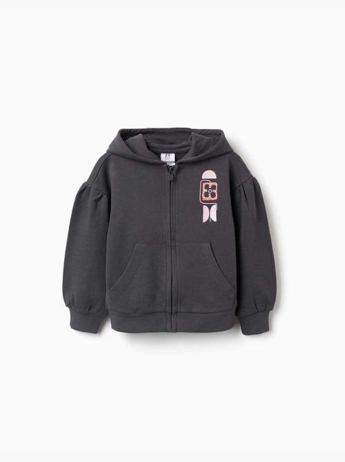 Chaqueta de algodón con capucha y estampado de flores - Kiabi