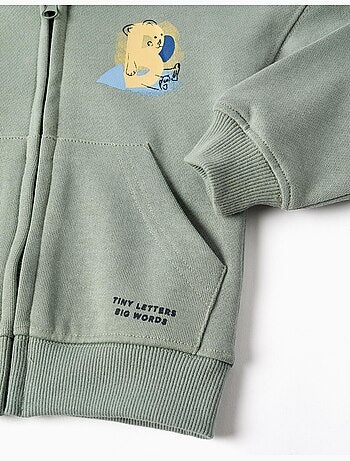 Chaqueta de algodón con capucha y estampado de oso