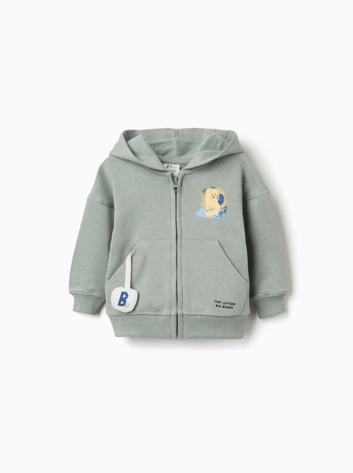 Chaqueta de algodón con capucha y estampado de oso - Kiabi