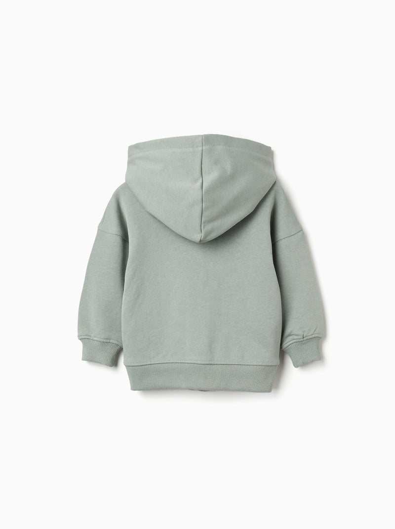 Chaqueta de algodón con capucha y estampado de oso Verde - Kiabi