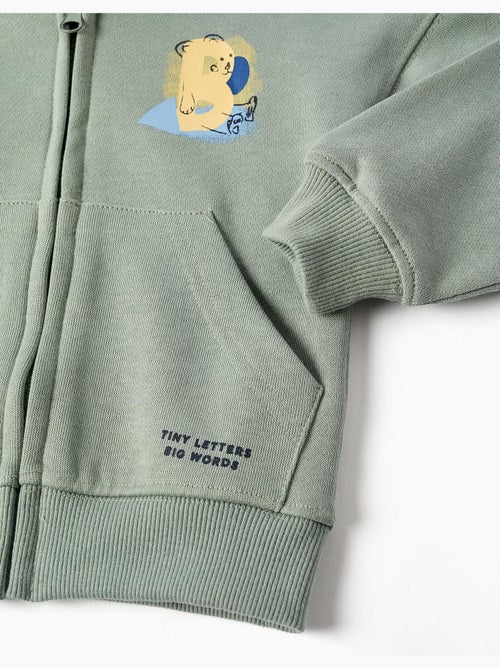 Chaqueta de algodón con capucha y estampado de oso - Kiabi