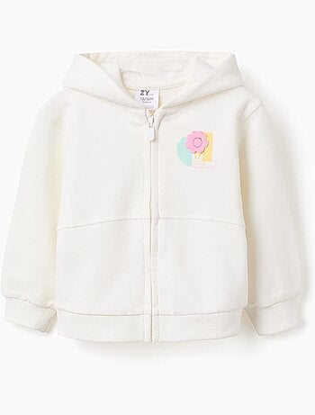 Chaqueta de algodón con capucha y estampado floral