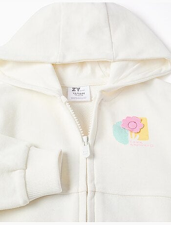 Chaqueta de algodón con capucha y estampado floral