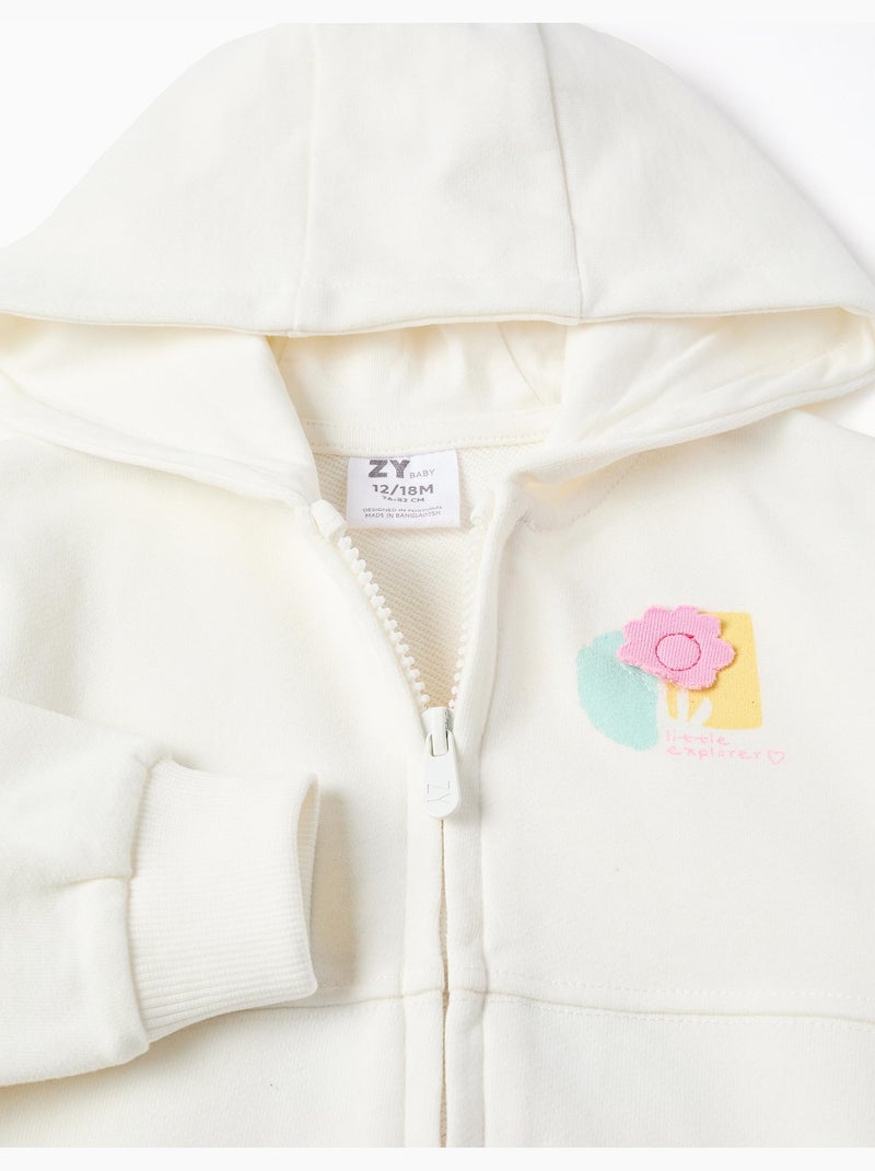 Chaqueta de algodón con capucha y estampado floral Beige claro - Kiabi