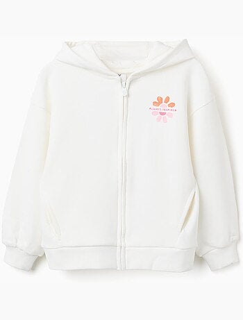 Chaqueta de algodón con capucha y estampado floral