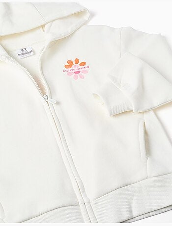 Chaqueta de algodón con capucha y estampado floral