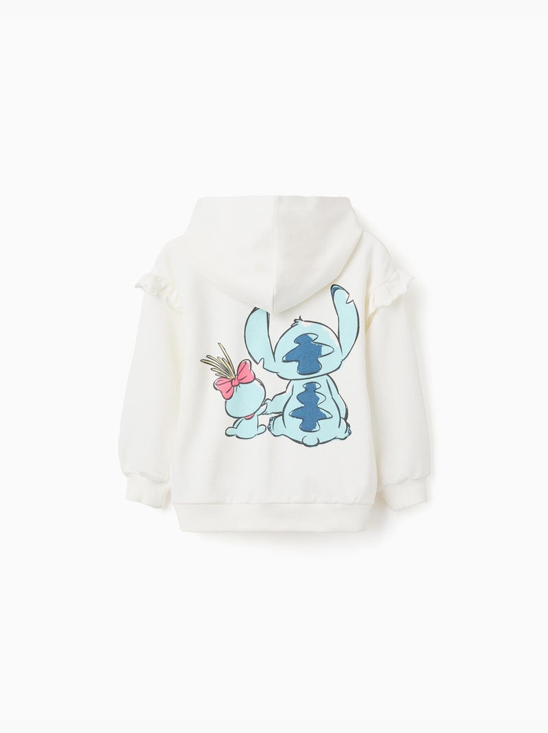 Chaqueta de algodón con capucha y estampados Stitch Blanco - Kiabi