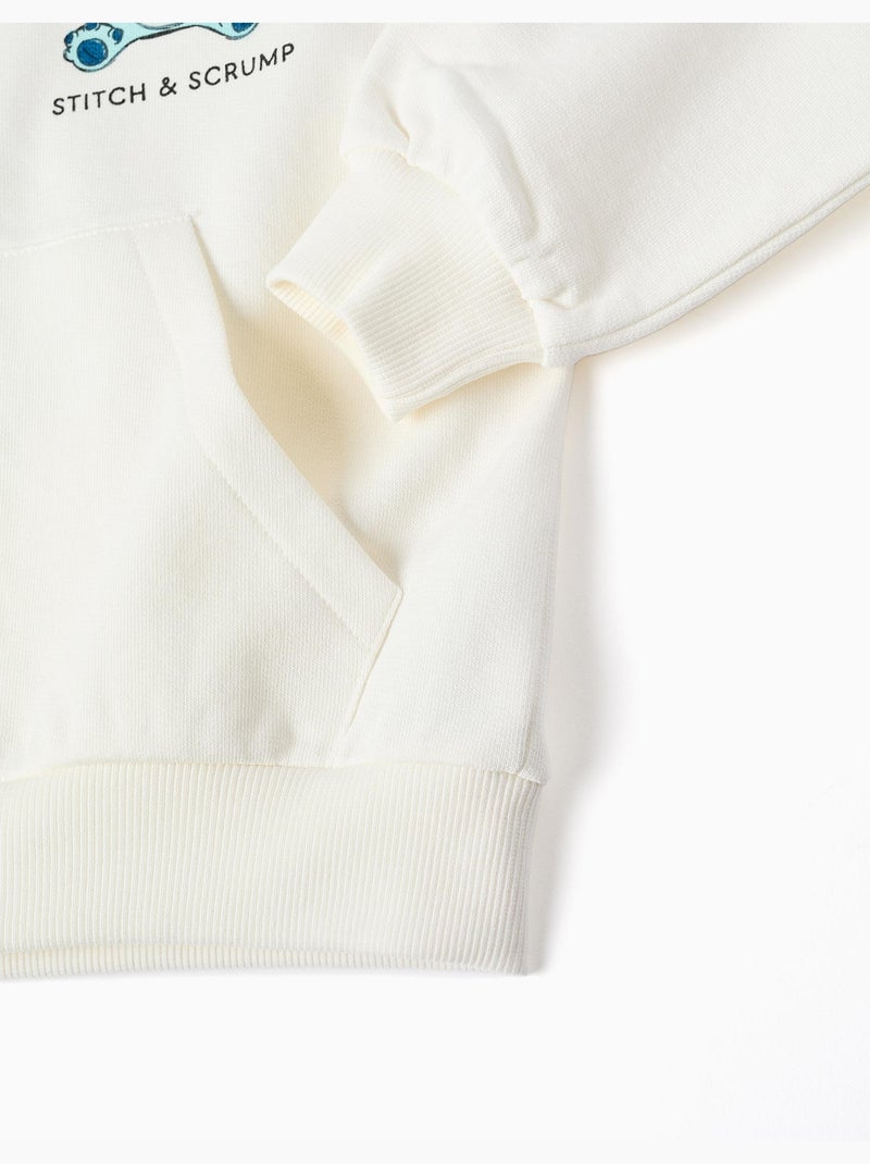 Chaqueta de algodón con capucha y estampados Stitch Blanco - Kiabi