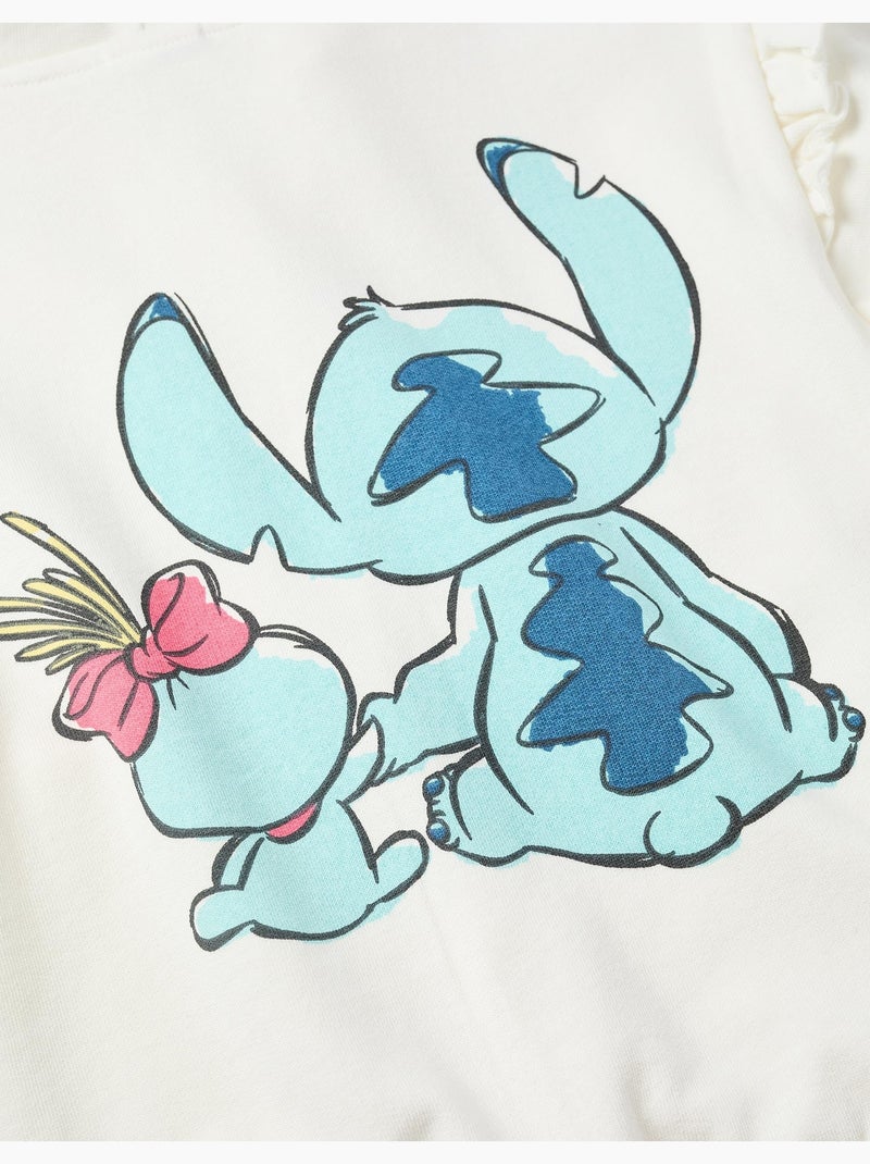 Chaqueta de algodón con capucha y estampados Stitch Blanco - Kiabi