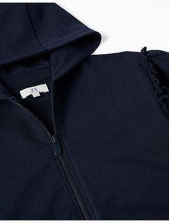 Chaqueta de algodón con capucha y volantes