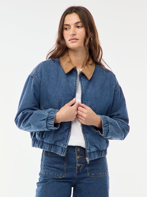 Chaqueta de algodón con cuello de pana - Kiabi