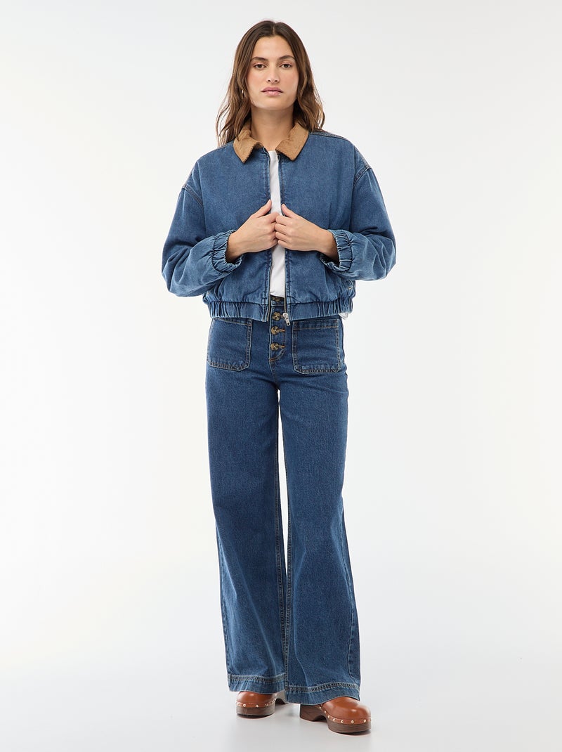 Chaqueta de algodón con cuello de pana Azul - Kiabi