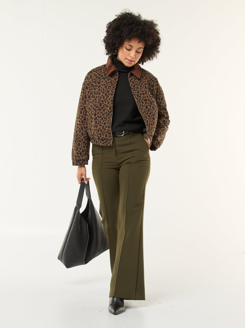 Chaqueta de algodón con cuello de pana Marron - Kiabi