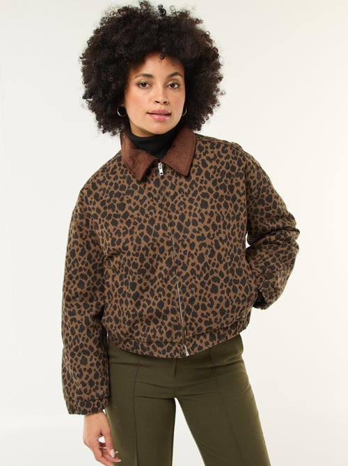 Chaqueta de algodón con cuello de pana - Kiabi